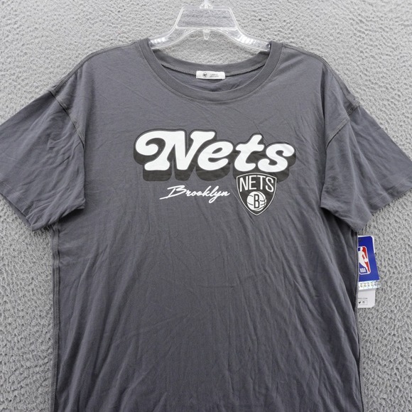 Brooklyn Nets NBA 47 Brand Womens Shadow Gray Graphic TShirt‎ Size Large NWT - Picture 3 of 14